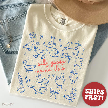 Comfort Colors® Pregnancy Announcement Mama Shirt Silly Goose Mama T Shirt Cute Baby Shower Gift Mom Club T-Shirt
